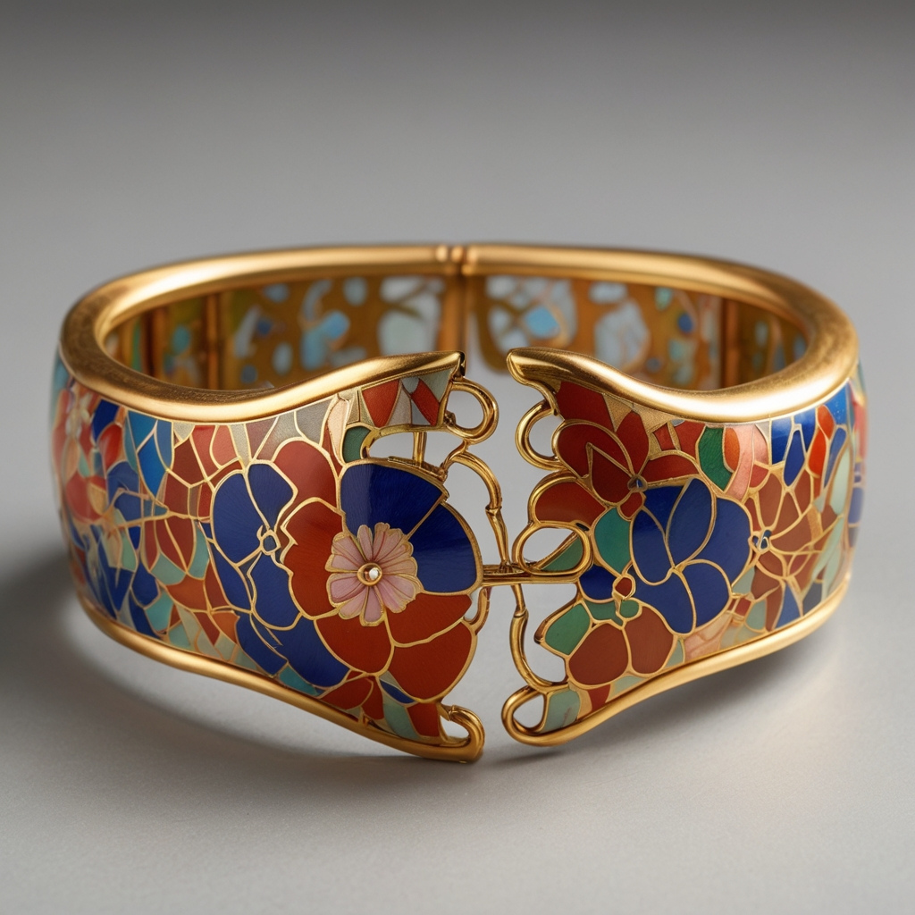 vintage japanese cloisonne bracelet floral enamel link bracelet