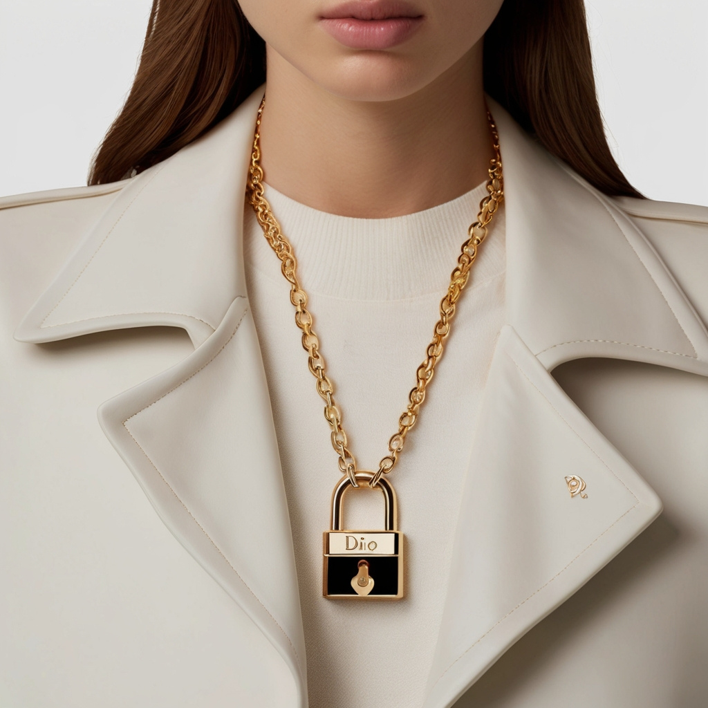 dior lock necklace
